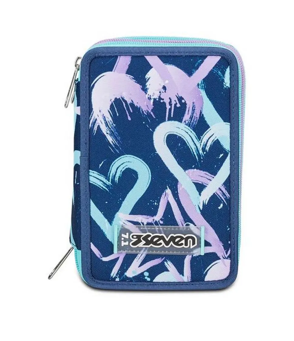 Astuccio scuola Seven 3 zip Crystal Purple