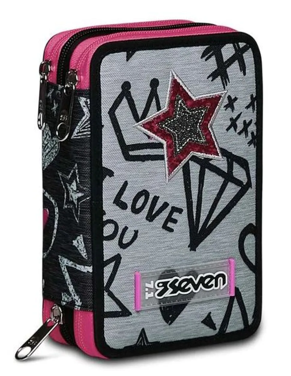 Astuccio scuola Seven 3 zip Zipper Glamy