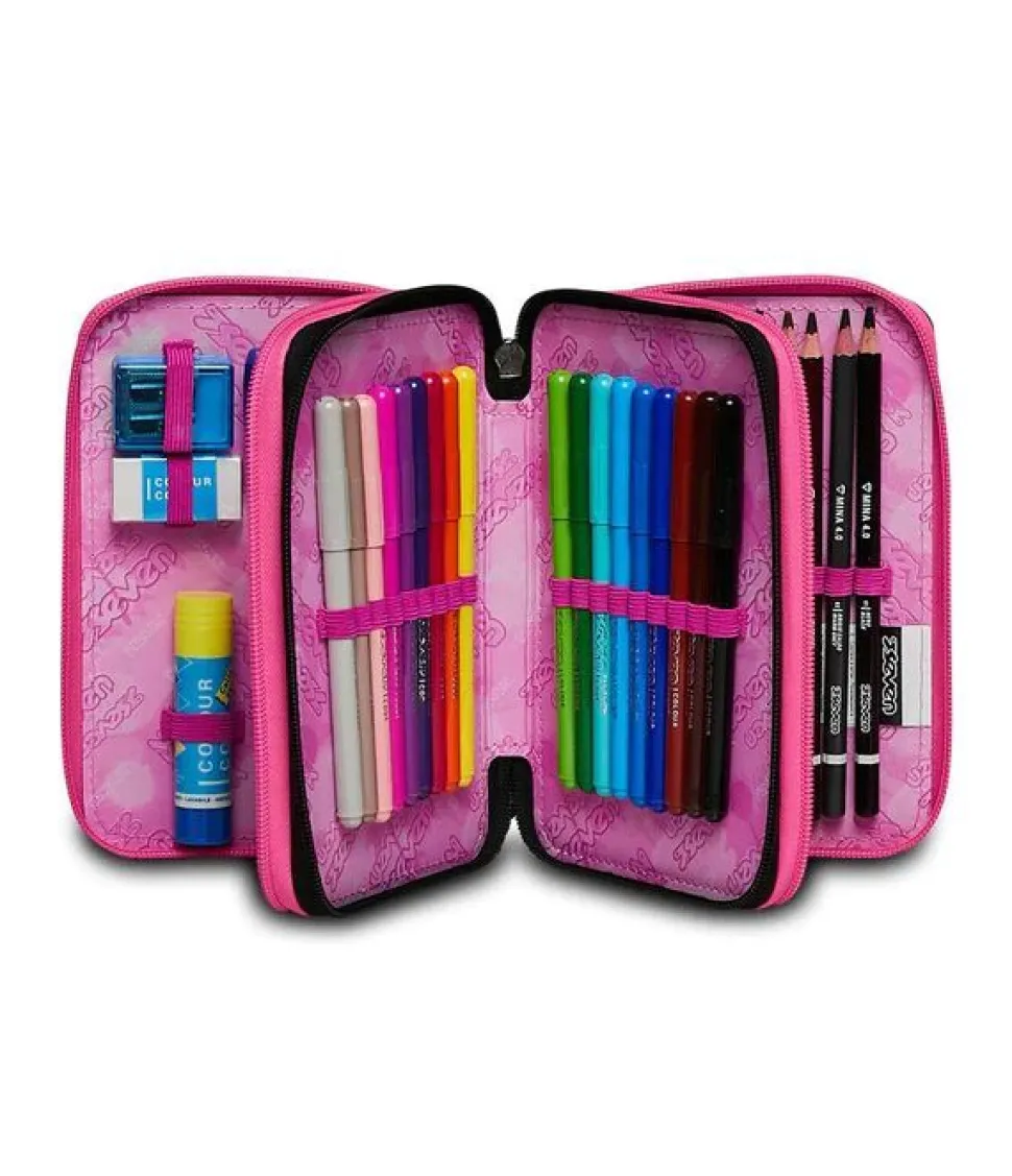 Astuccio scuola Seven 3 zip Zipper Glamy