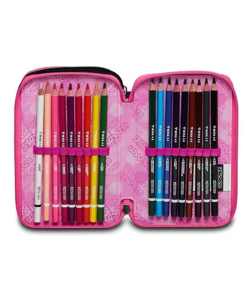 Astuccio scuola Seven 3 zip Zipper Glamy