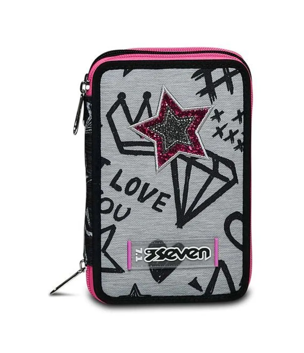 Astuccio scuola Seven 3 zip Zipper Glamy