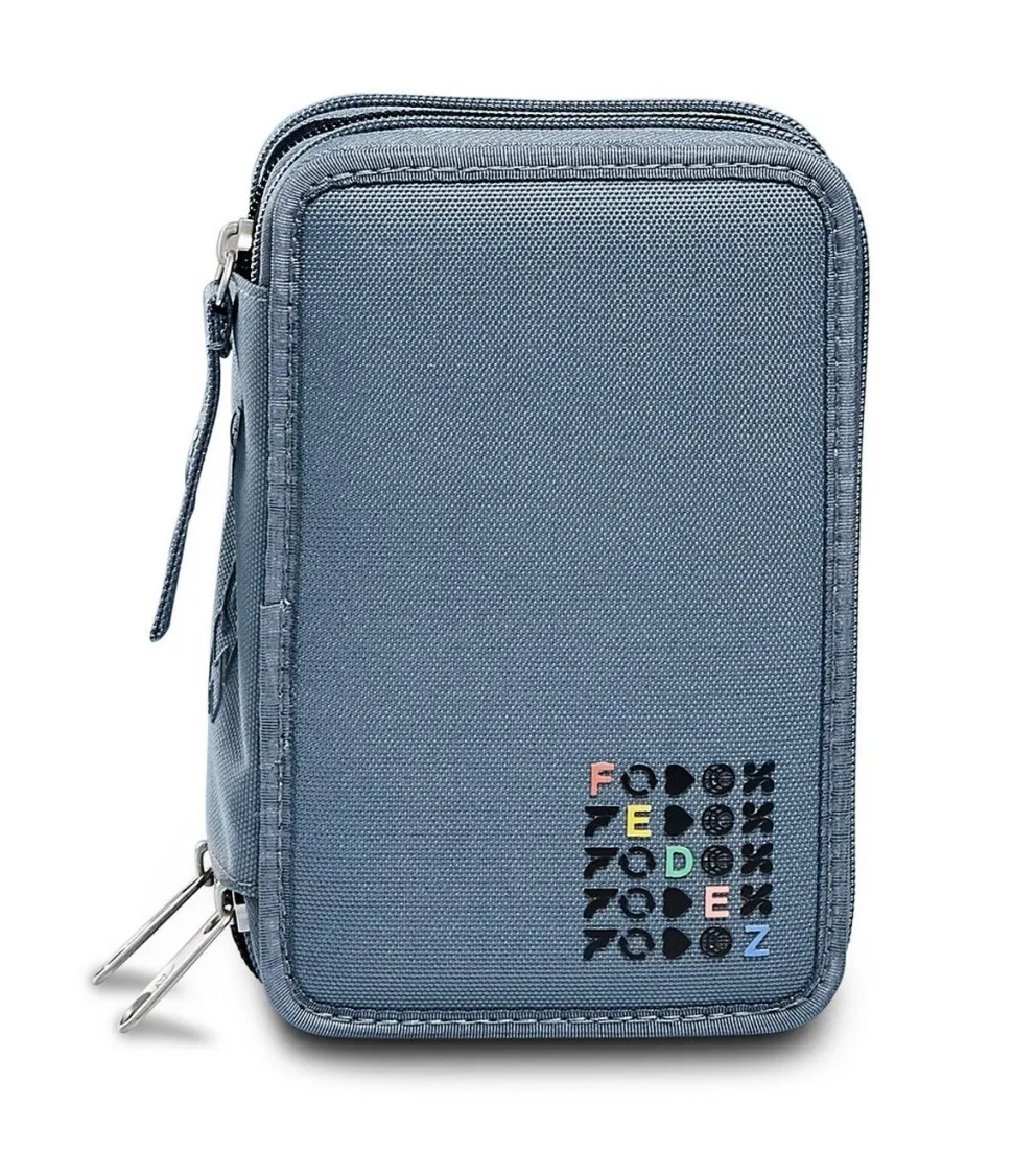 Astuccio scuola 3 zip Fedez x Seven Grigio