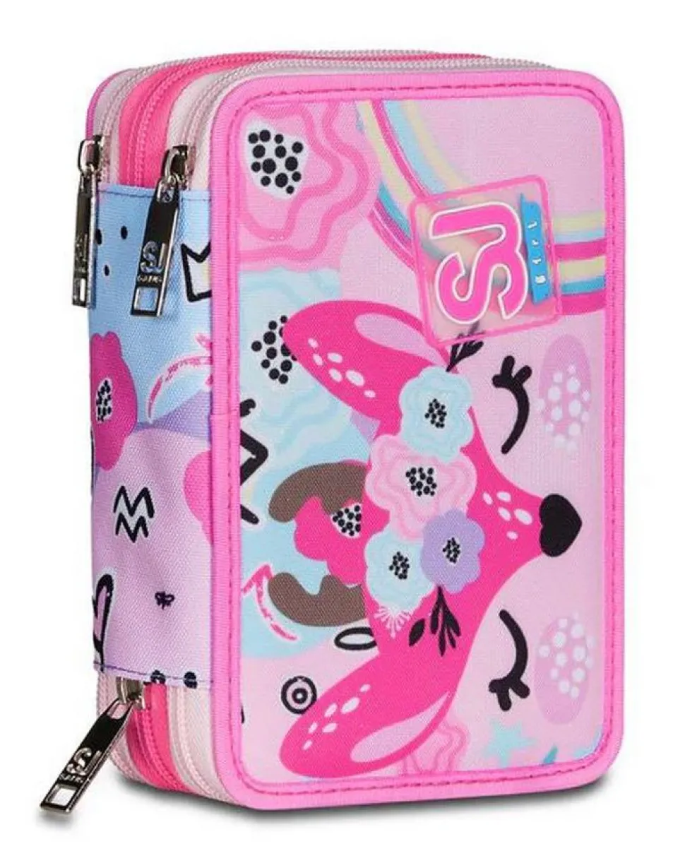 Astuccio scuola 3 zip SJ Pinkhugs
