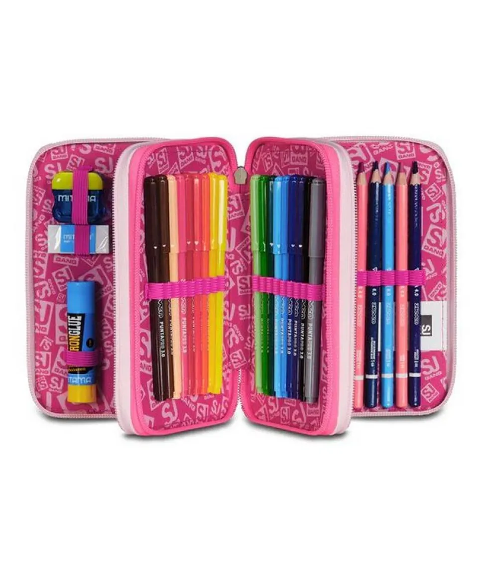 Astuccio scuola 3 zip SJ Pinkhugs