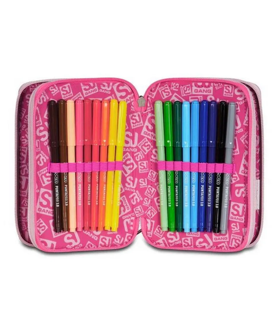 Astuccio scuola 3 zip SJ Pinkhugs