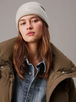 Berretto Calvin Klein Monogram Beanie Bianco
