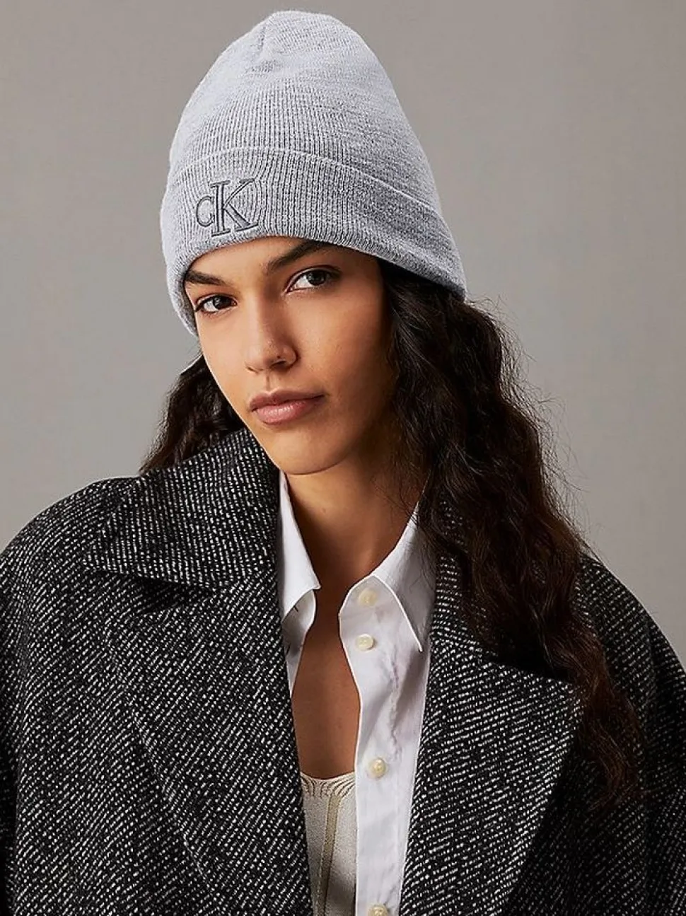 Berretto Calvin Klein Monogram Beanie Grigio