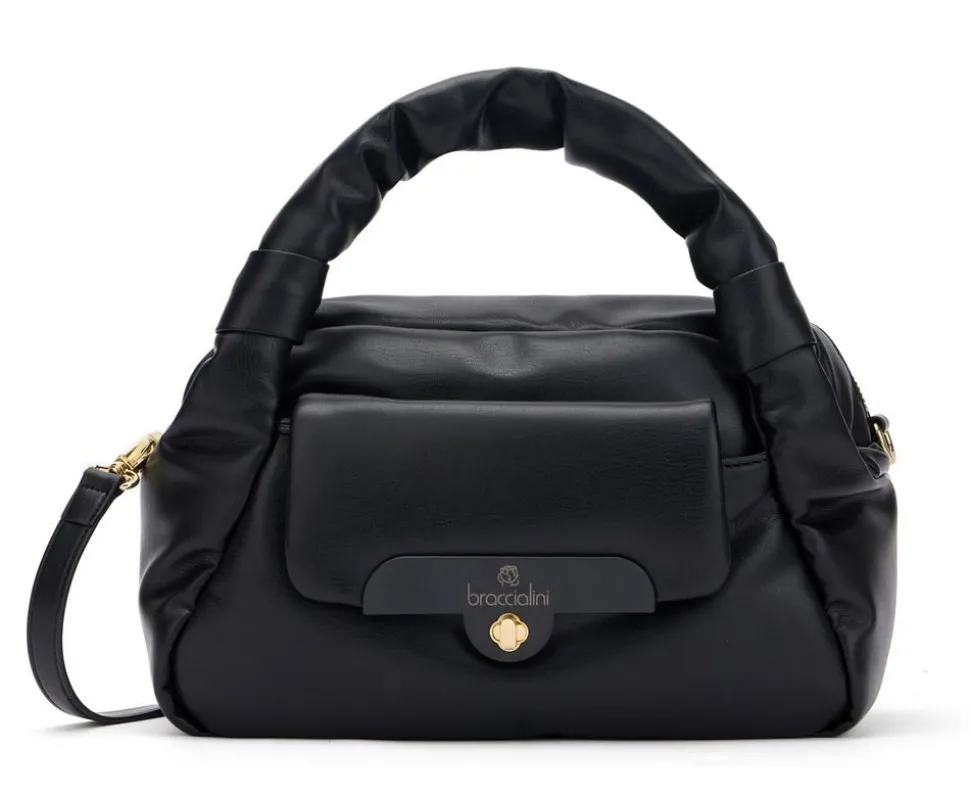 Borsa a mano e tracolla Braccialini Puffy Nera