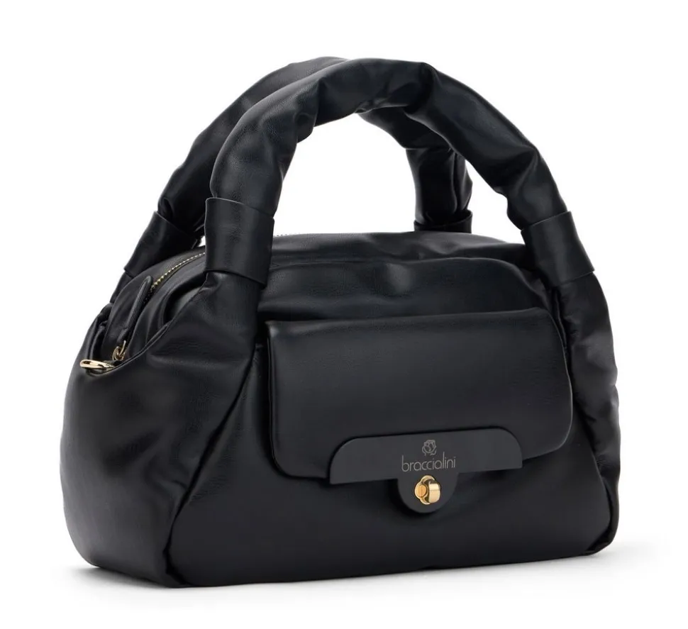 Borsa a mano e tracolla Braccialini Puffy Nera
