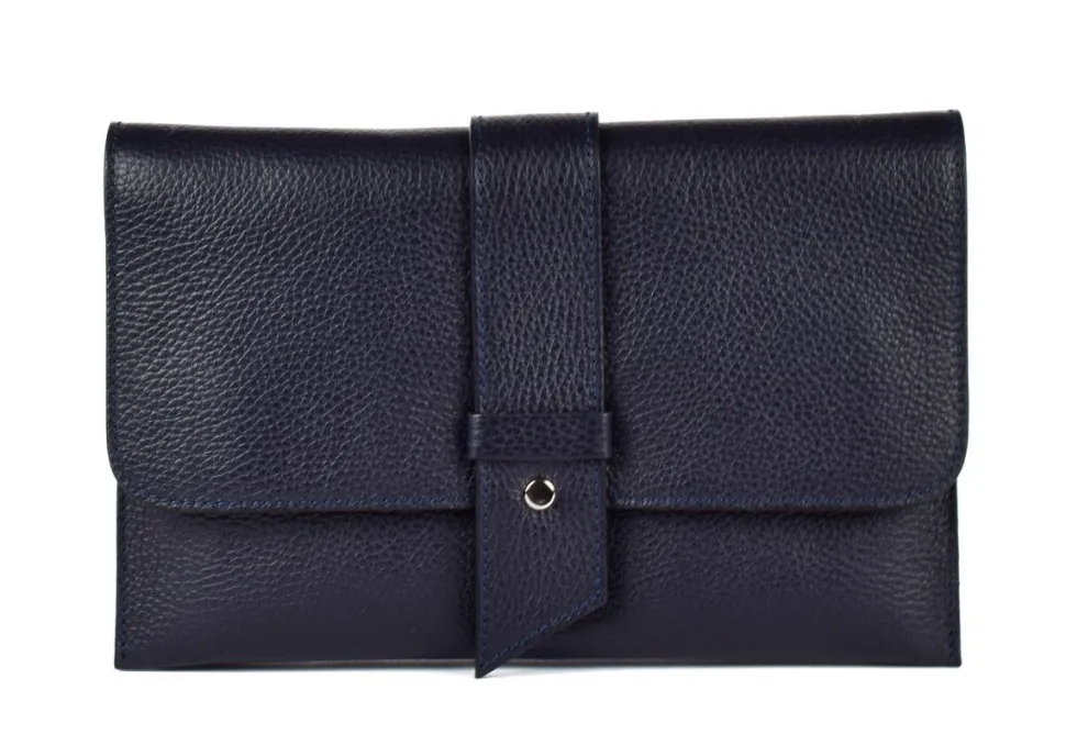 Borsa a mano e tracolla in pelle 20067 Blu