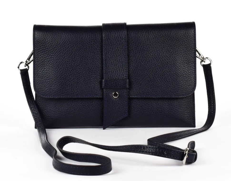 Borsa a mano e tracolla in pelle 20067 Blu