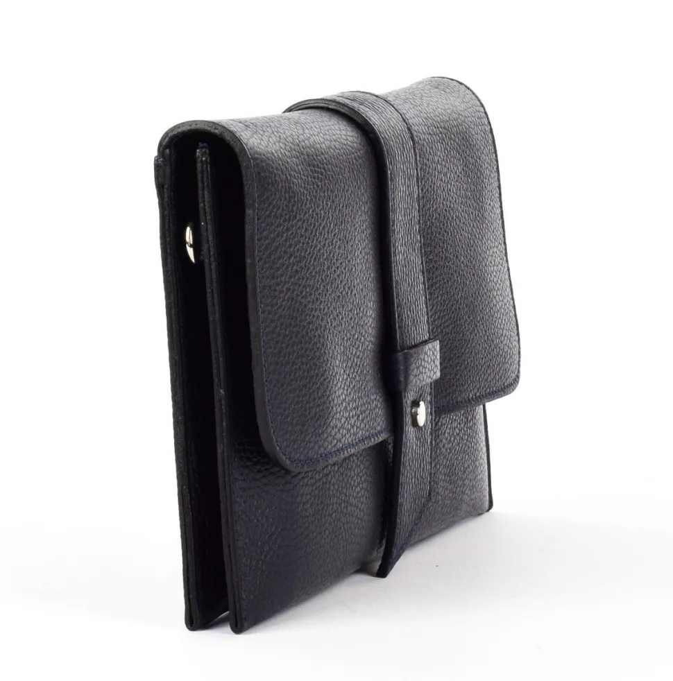 Borsa a mano e tracolla in pelle 20067 Blu