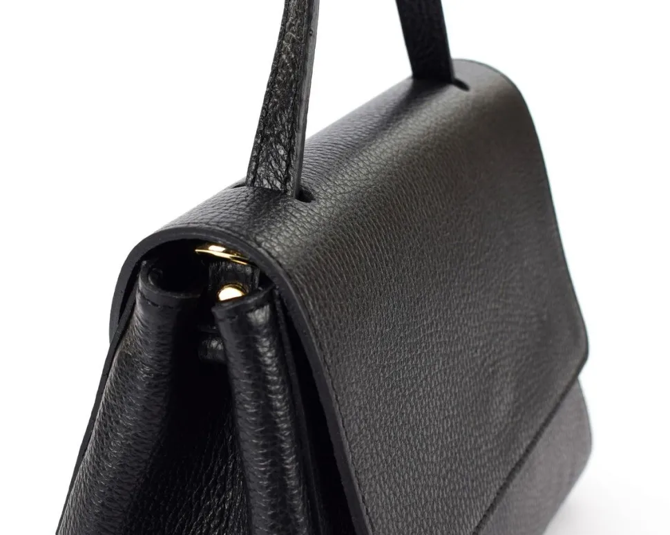 Borsa a mano e tracolla in pelle 20017 Nero
