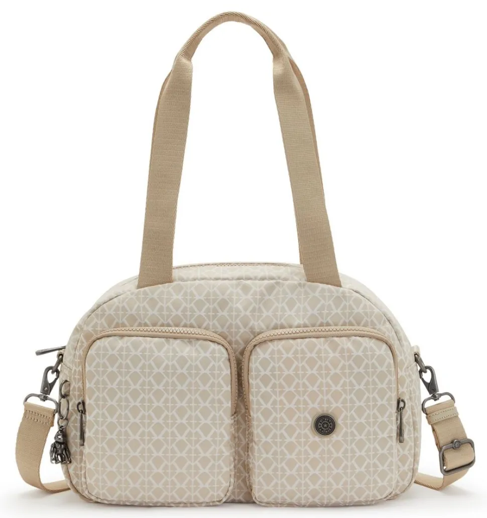 Borsa a mano e tracolla Kipling Cool Defea Signature Beige