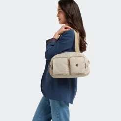 Borsa a mano e tracolla Kipling Cool Defea Signature Beige