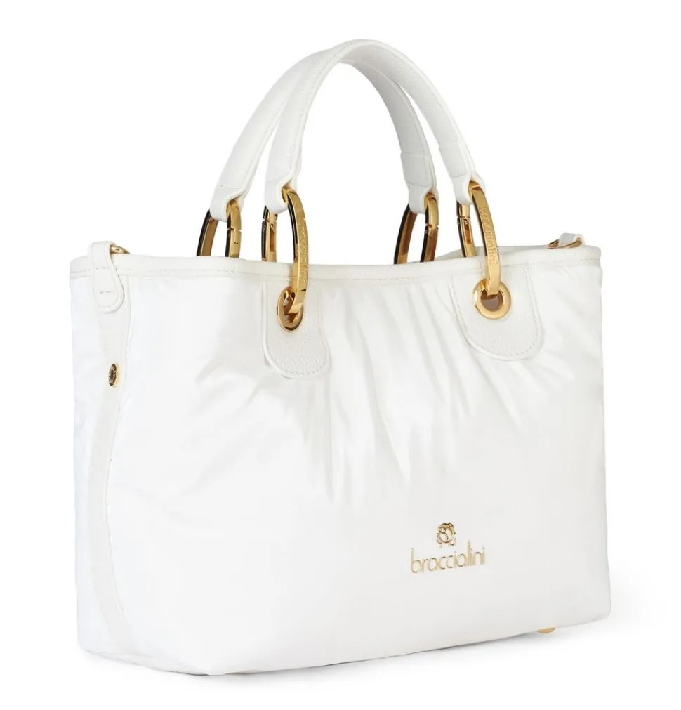 Borsa a mano piccola Braccialini Beth Puffy Bianca