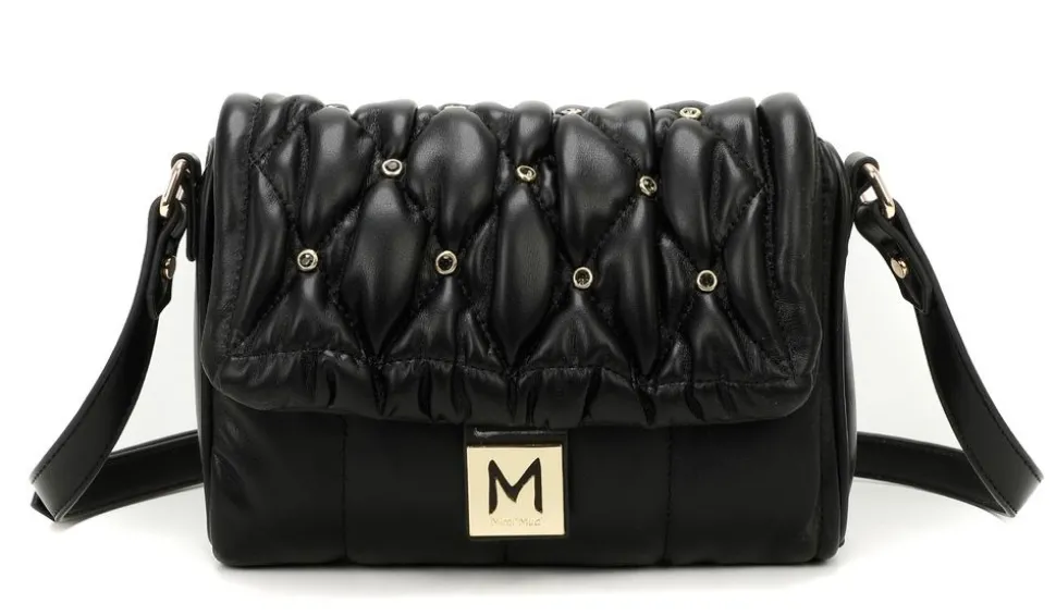 Borsa a tracolla trapuntata con strass Mimì-Muà Nera