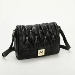 Borsa a tracolla trapuntata con strass Mimì-Muà Nera