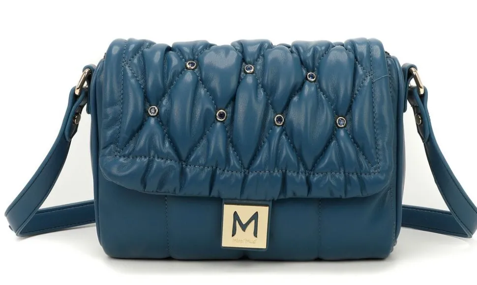 Borsa a tracolla trapuntata con strass Mimì-Muà Ottanio