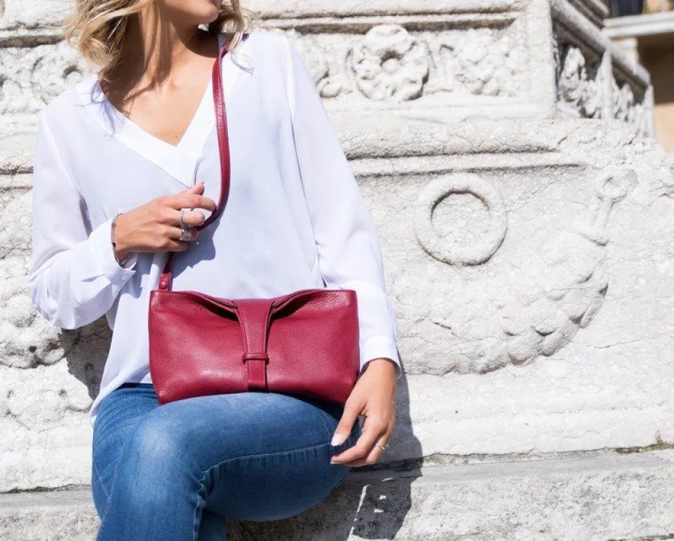 Borsa donna Emporio Cattani Eva Righe Bordeaux