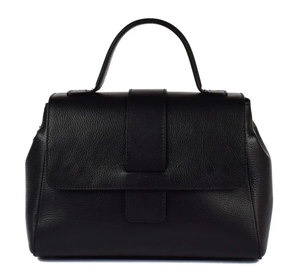 Borsa in pelle a mano e tracolla 20069 Nera