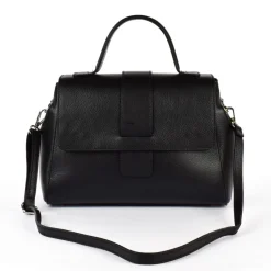 Borsa in pelle a mano e tracolla 20069 Nera