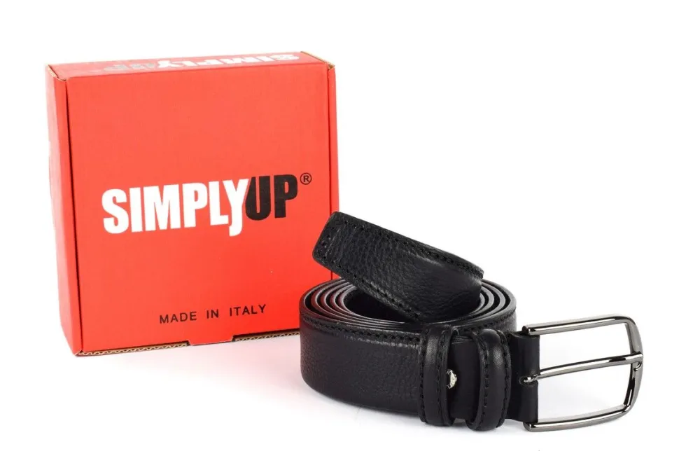 Cintura uomo in pelle tubolare SIMPLYUP 8043 Nera