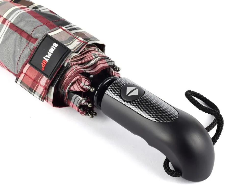 Ombrello Maxi pieghevole automatico apri/chiudi SIMPLYUP 5311 Scozzese Bordeaux