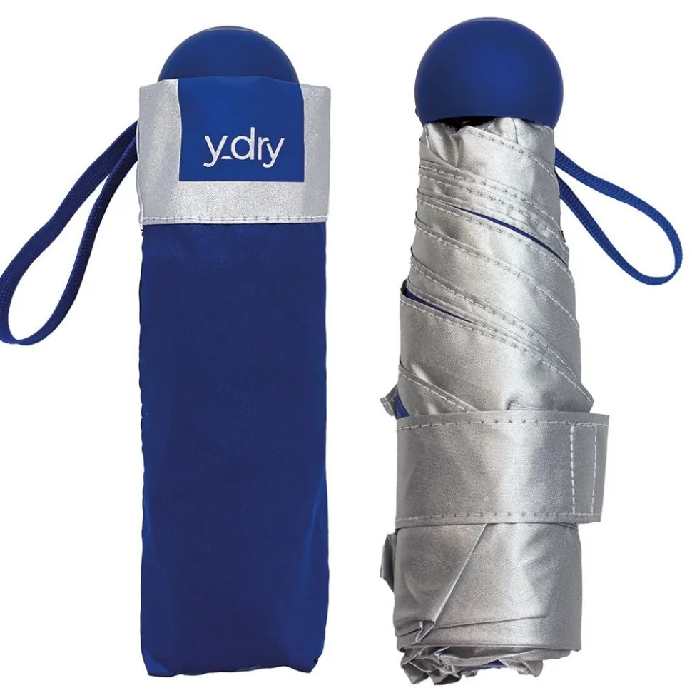 Ombrello mini manuale Y-dry Coco Blu/Argento - Anti UV