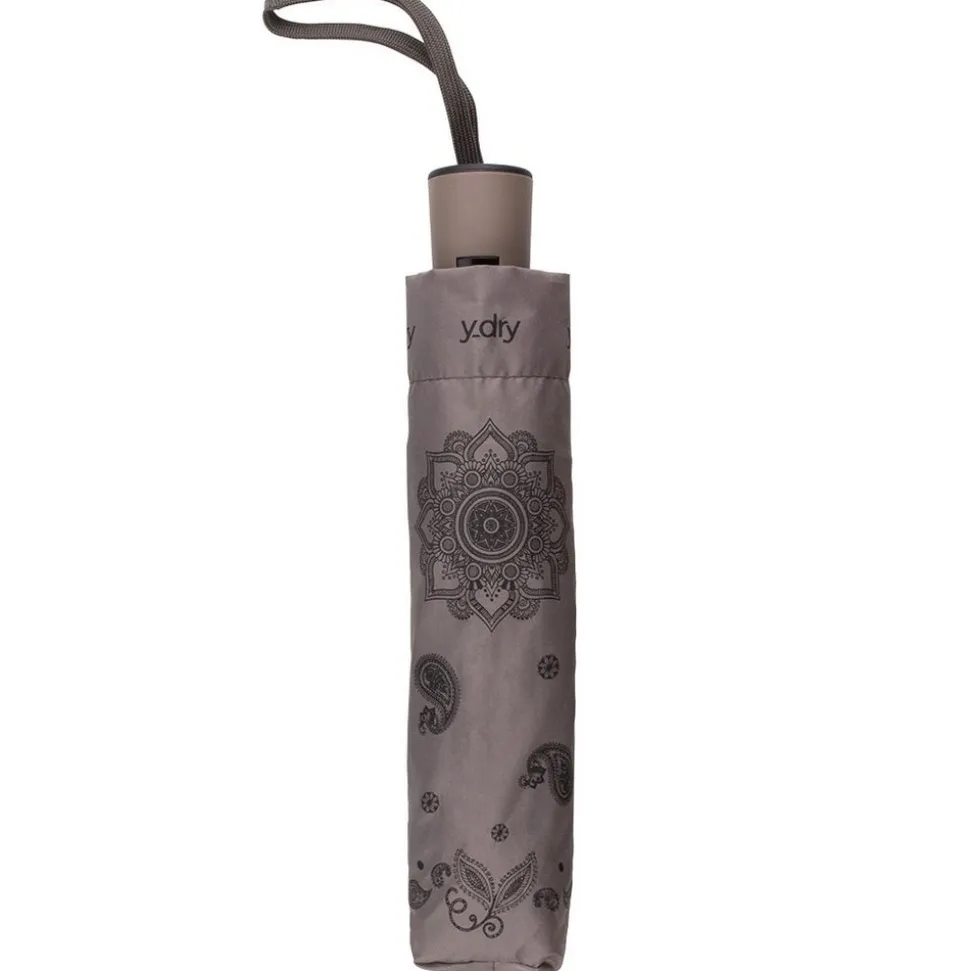 Ombrello pieghevole automatico Ydry Mandala Taupe
