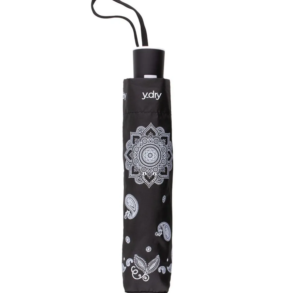 Ombrello pieghevole automatico Ydry Mandala Nero
