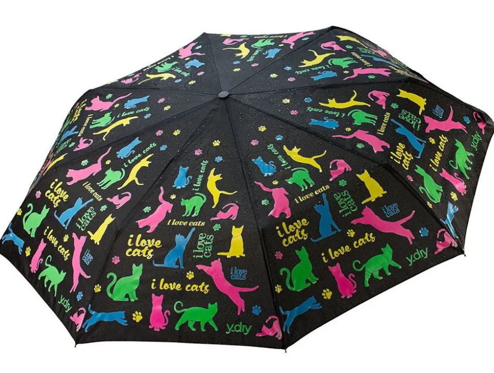 Ombrello pieghevole automaticoY-dry I Love Cats