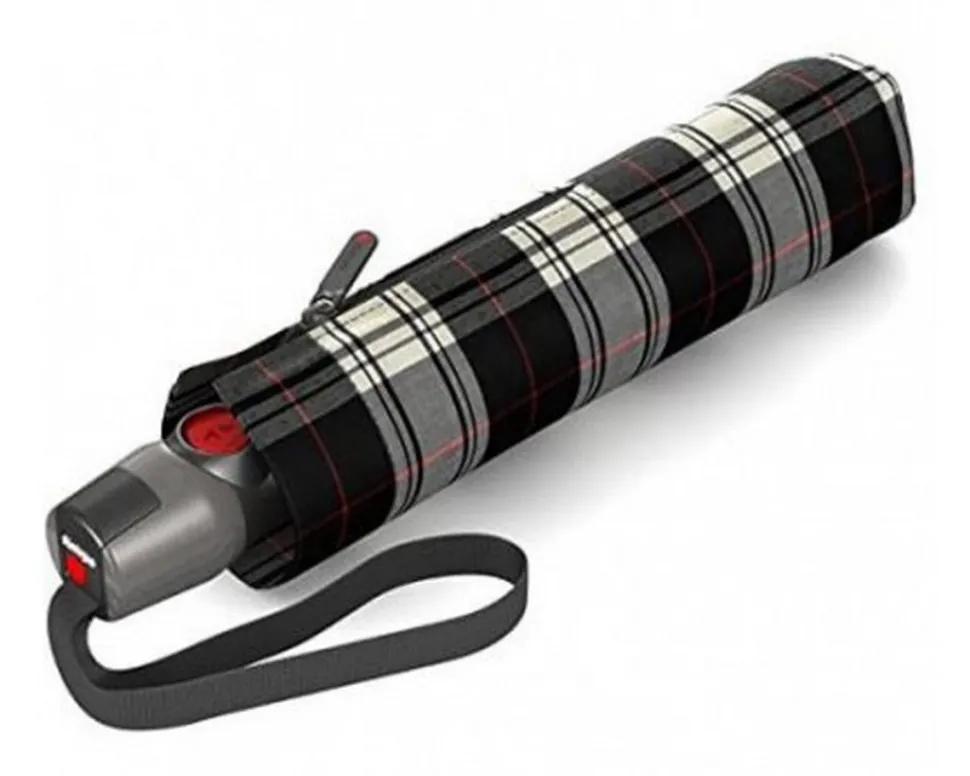 Ombrello pieghevole automatico Knirps T.200 Check Black/White