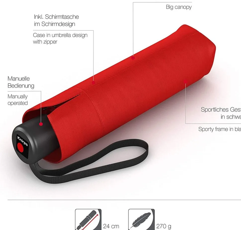 Ombrello pieghevole manuale Knirps A.050 Rosso