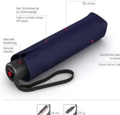 Ombrello pieghevole manuale Knirps A.050 Navy
