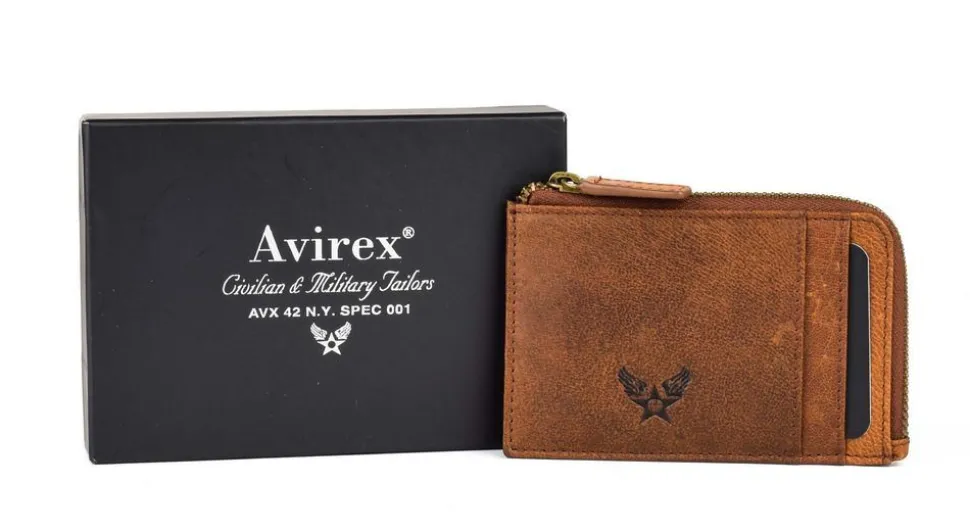 Portadocumenti piatto con zip Avirex Durango DRN08 Cognac