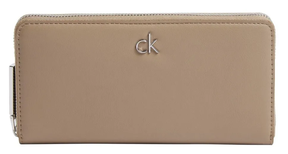 Portafoglio donna con zip Calvin Klein Beige