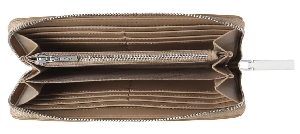 Portafoglio donna con zip Calvin Klein Beige