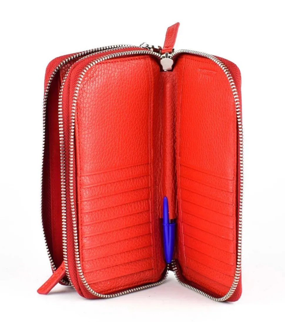 Portafoglio donna due zip Gianfranco Corti Alce 8877 Fragola