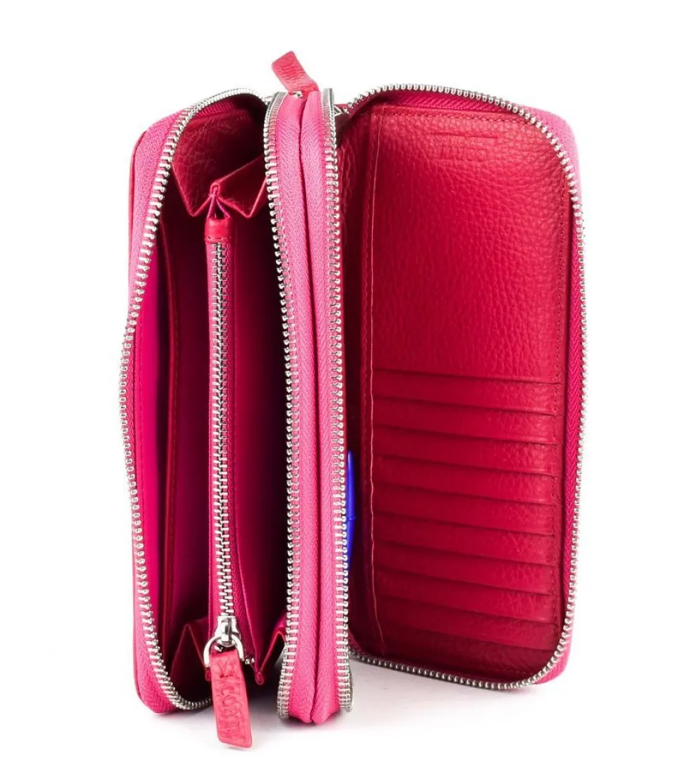 Portafoglio donna due zip Gianfranco Corti Alce 8877 Ciclamino