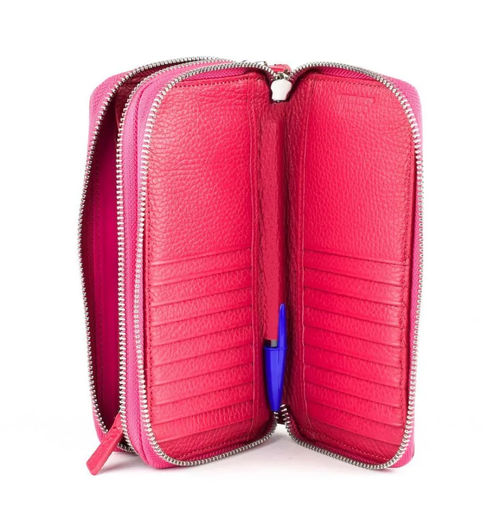 Portafoglio donna due zip Gianfranco Corti Alce 8877 Ciclamino
