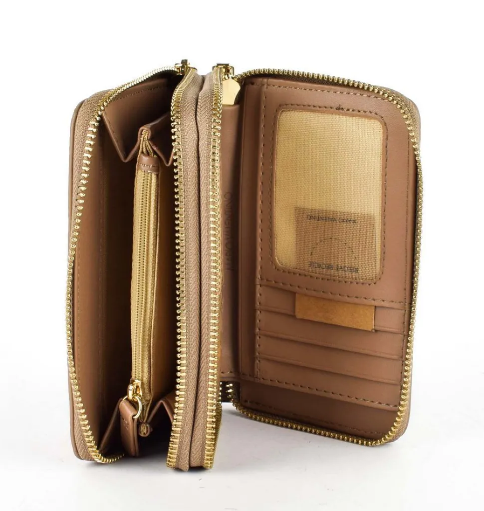 Portafoglio donna 2 zip Valentino Bags Stereo RE Beige