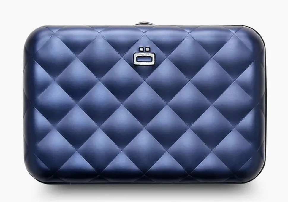 Portafoglio in alluminio Ogon Design Smart Case V2 Quilted Navy Blue