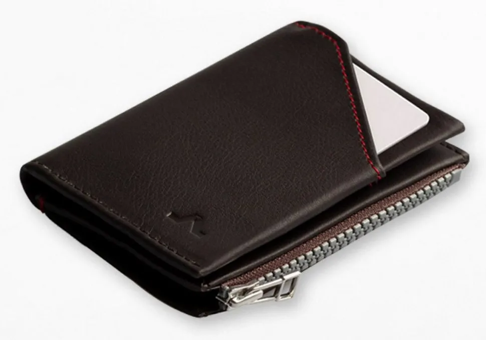 Portafoglio ROIK Zip Coin Dark Brown