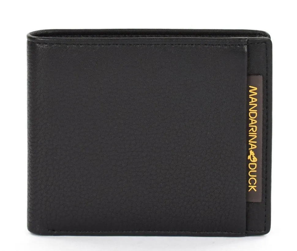 Portafoglio uomo piccolo in pelle Mandarina Duck Dual UDP07 Nero