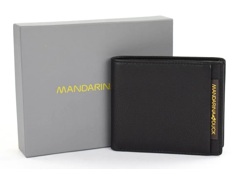 Portafoglio uomo piccolo in pelle Mandarina Duck Dual UDP07 Nero