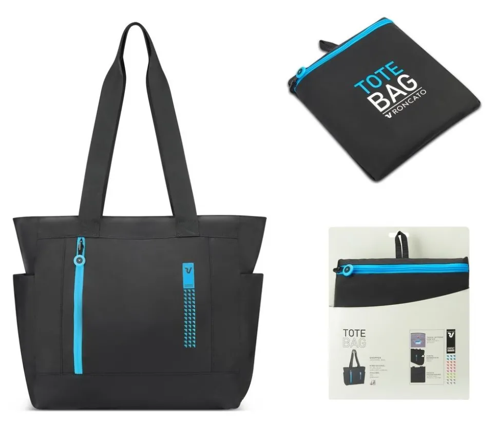 Shopper bag pieghevole Roncato Compact 2013 Nero Blu