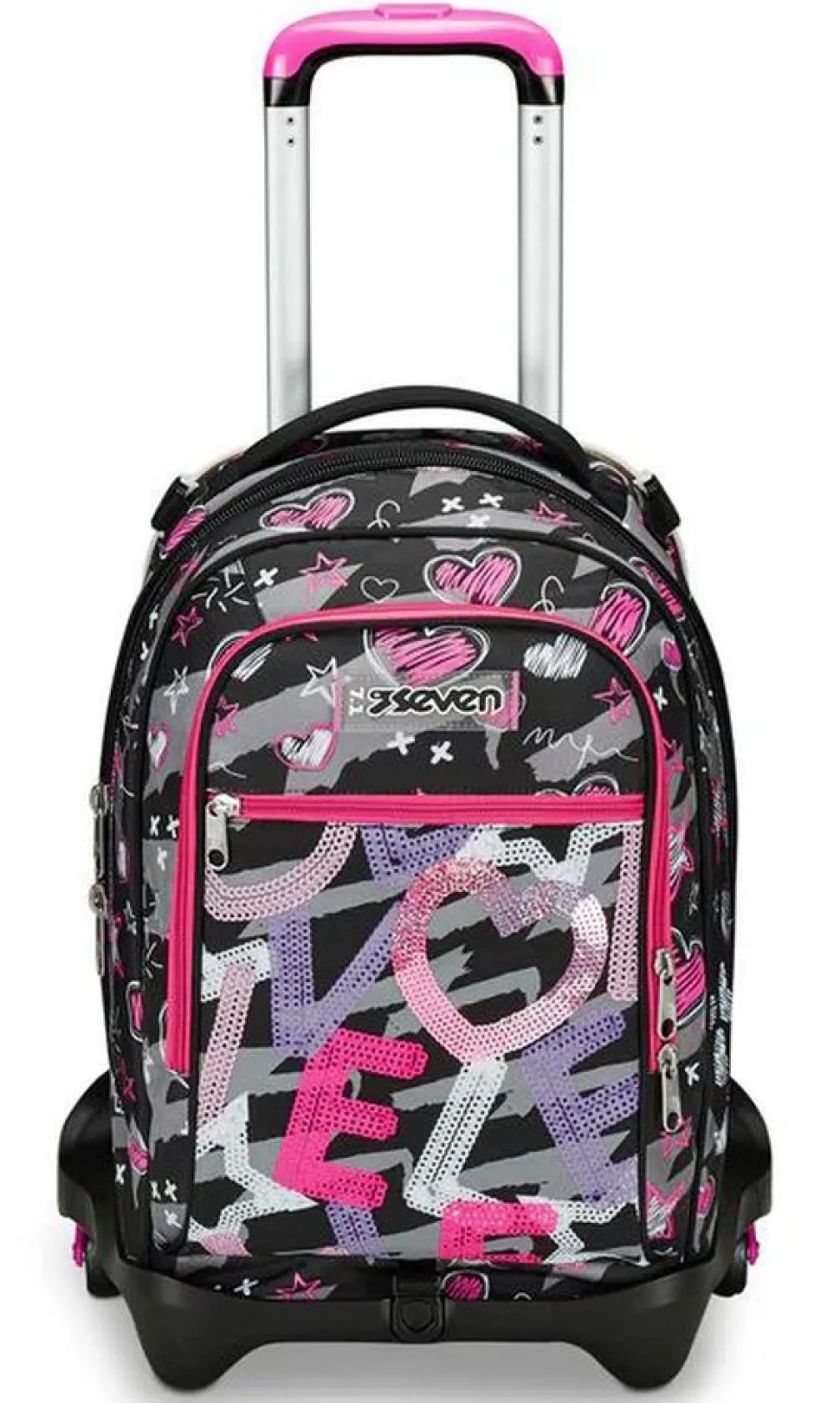 Trolley scuola Seven Jack 3 ruote Draft Heart
