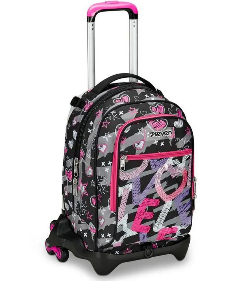 Trolley scuola Seven Jack 3 ruote Draft Heart
