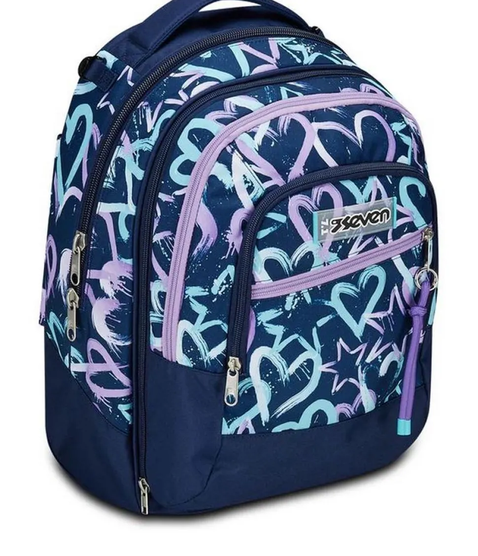 Trolley scuola Seven Jack 3 ruote Detach Crystal Purple